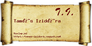 Tamás Izidóra névjegykártya